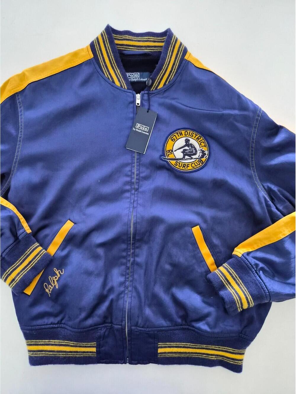Polo Ralph Lauren 67th District Satin Bomber Jacket M Blue